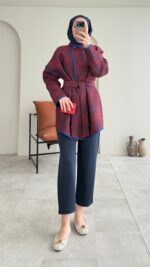Etro Kuşaklı Kimono - Bordo - Görsel 7