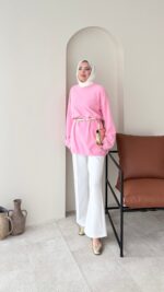 Sara Angora Kazak - Pembe - Görsel 2