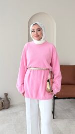 Sara Angora Kazak - Pembe - Görsel 3