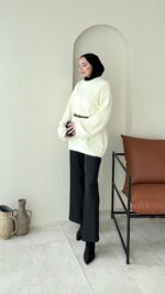 Sara Angora Kazak - Krem - Görsel 2