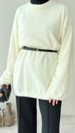 Sara Angora Kazak - Krem - Görsel 3