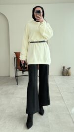 Sara Angora Kazak - Krem - Görsel 4