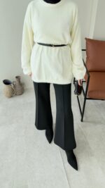 Sara Angora Kazak - Krem - Görsel 5