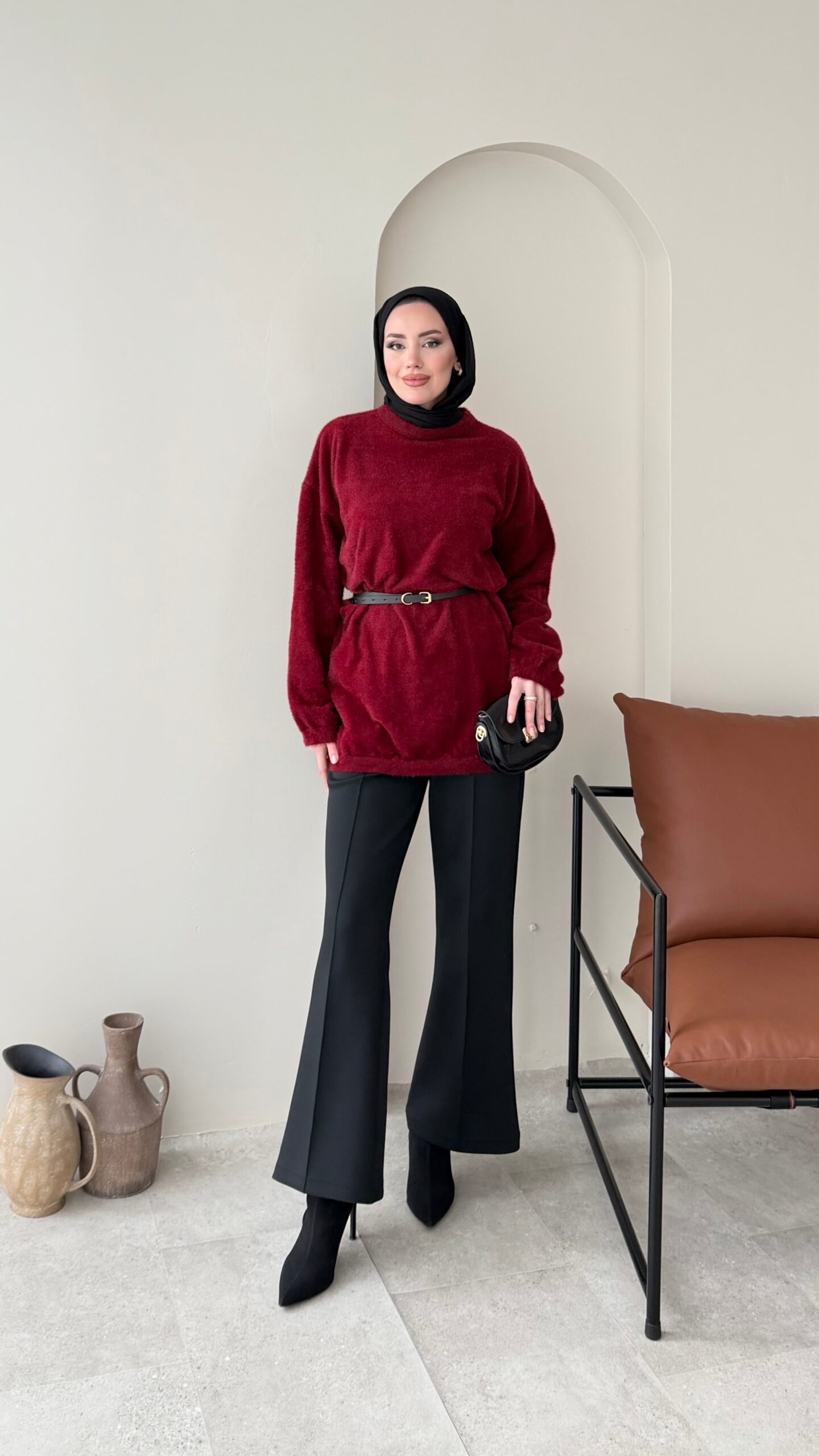 image_1950-2611.jpg Sara Angora Kazak - Bordo - Görsel 1