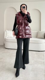 Voya Rugan Yelek - Bordo - Görsel 5