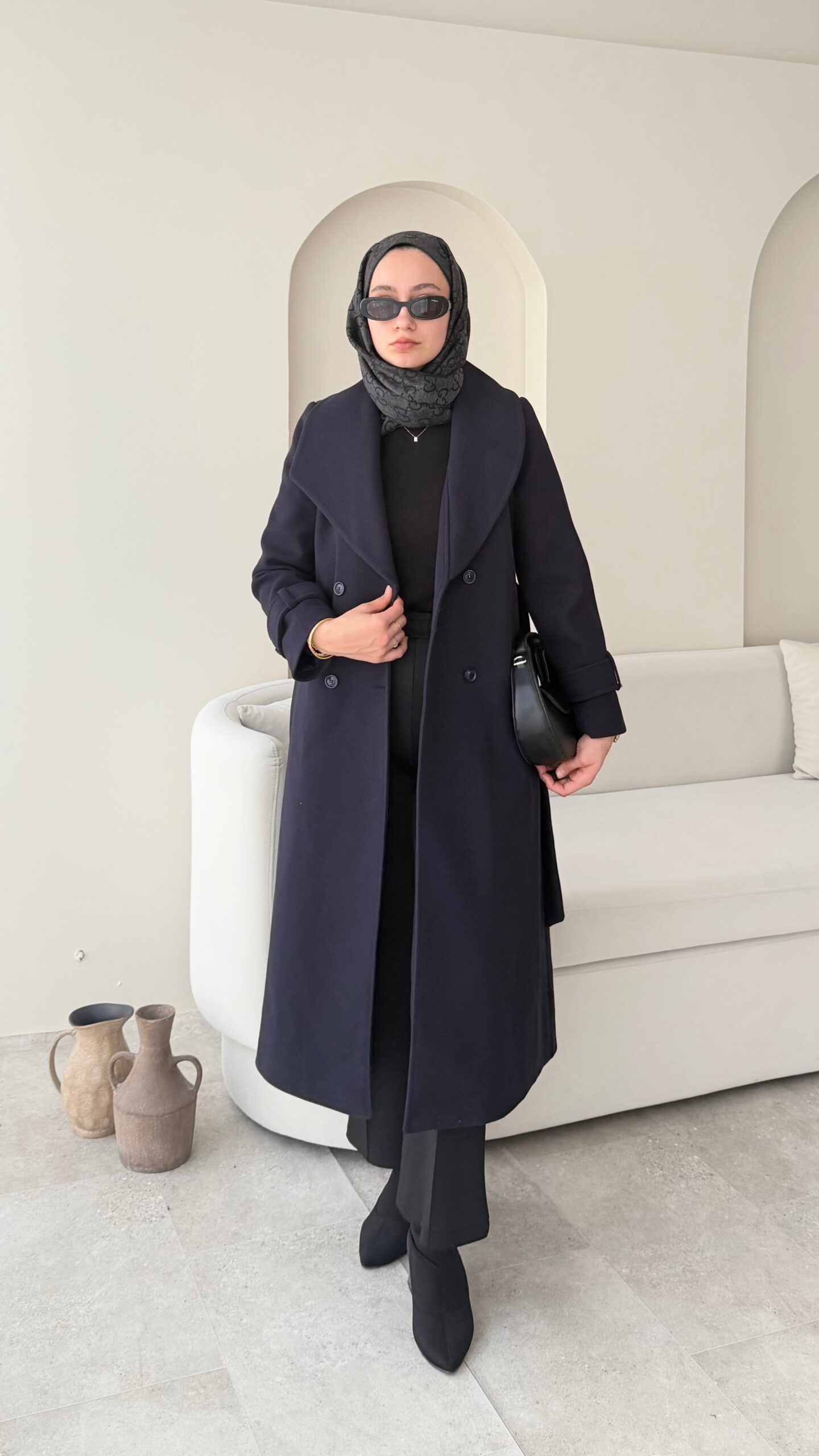 image_1950-2661.jpg Hira Şal Yaka Premium Kaşe Kaban - Lacivert - Görsel 1