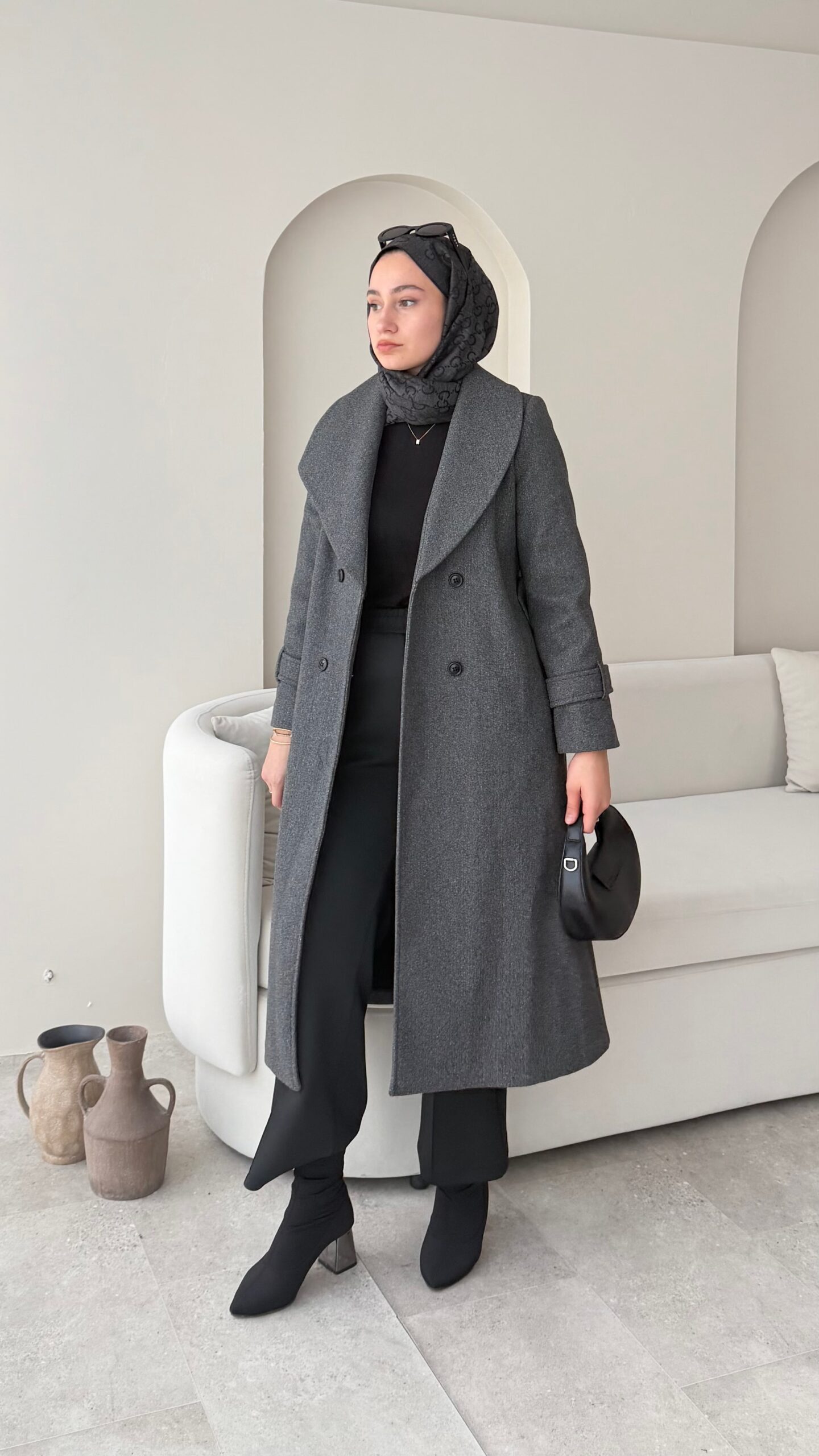 image_1950-2663.jpg Hira Şal Yaka Premium Kaşe Kaban - Antrasit - Görsel 1