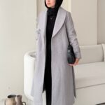 Hira Şal Yaka Premium Kaşe Kaban - Gri