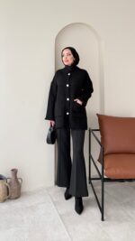 Hare Triko Hırka - Siyah