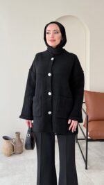 Hare Triko Hırka - Siyah - Görsel 3