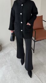 Hare Triko Hırka - Siyah - Görsel 4