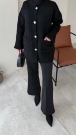 Hare Triko Hırka - Siyah - Görsel 4