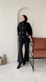 Hare Triko Hırka - Siyah - Görsel 5