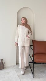 Hare Triko Hırka - Taş - Görsel 2