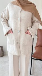 Hare Triko Hırka - Taş - Görsel 3