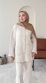 Hare Triko Hırka - Taş - Görsel 5