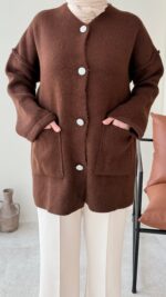 Hare Triko Hırka - Kahverengi - Görsel 2