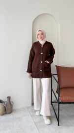 Hare Triko Hırka - Kahverengi - Görsel 3