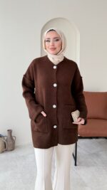 Hare Triko Hırka - Kahverengi - Görsel 4