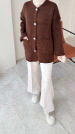 Hare Triko Hırka - Kahverengi - Görsel 5