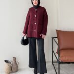 Hare Triko Hırka - Bordo