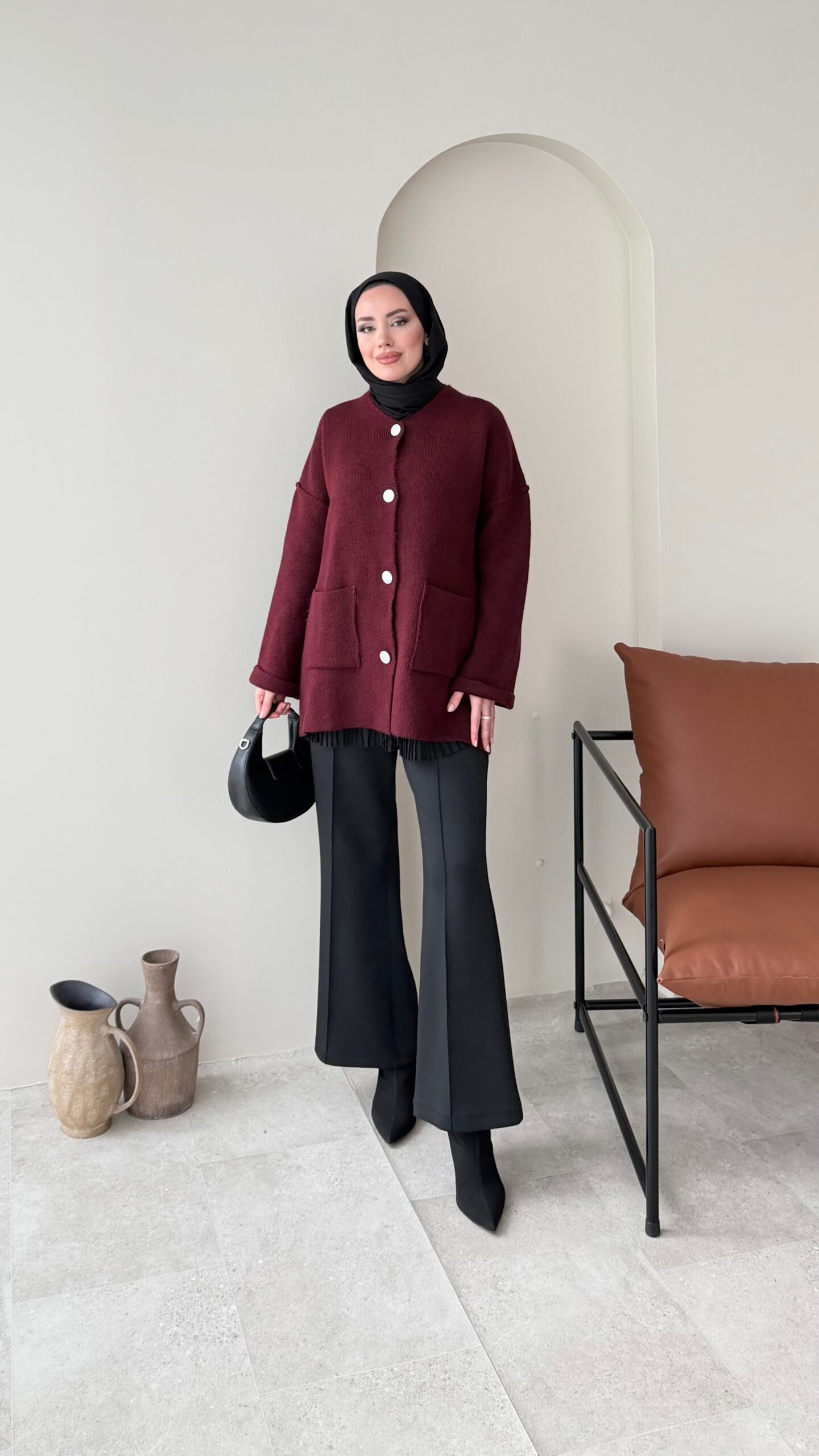 image_1950-2693.jpg Hare Triko Hırka - Bordo - Görsel 1