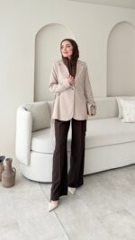 Mate Bağcık Ceket - Vizon