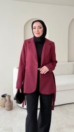 Mate Bağcık Ceket - Bordo - Görsel 2