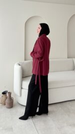 Mate Bağcık Ceket - Bordo - Görsel 4