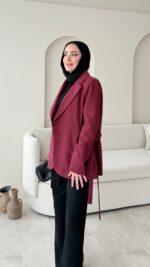 Mate Bağcık Ceket - Bordo - Görsel 6