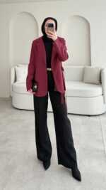 Mate Bağcık Ceket - Bordo - Görsel 7