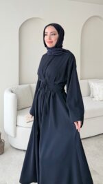 Elvis Bağlamalı Elbise - Lacivert - Görsel 5