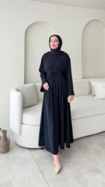 Elvis Bağlamalı Elbise - Lacivert - Görsel 6