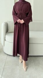 Elvis Bağlamalı Elbise - Bordo - Görsel 5
