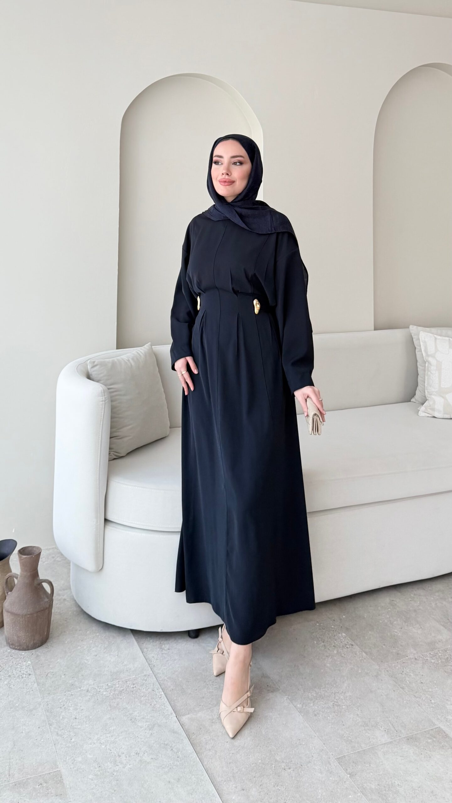 image_1950-2767.jpg Meyla Gold Detaylı Elbise - Lacivert - Görsel 1