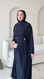 Meyla Gold Detaylı Elbise - Lacivert - Görsel 7