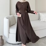 Meyla Gold Detaylı Elbise - Kahverengi