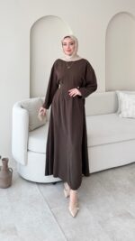 Meyla Gold Detaylı Elbise - Kahverengi - Görsel 2