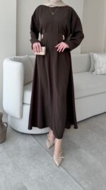 Meyla Gold Detaylı Elbise - Kahverengi - Görsel 3