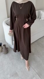 Meyla Gold Detaylı Elbise - Kahverengi - Görsel 5