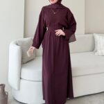 Meyla Gold Detaylı Elbise - Bordo