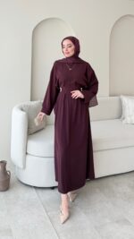 Meyla Gold Detaylı Elbise - Bordo
