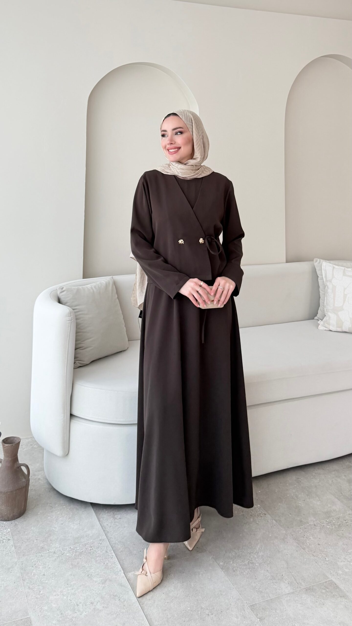 image_1950-2790.jpg Desil Ceket Elbise - Kahverengi - Görsel 1