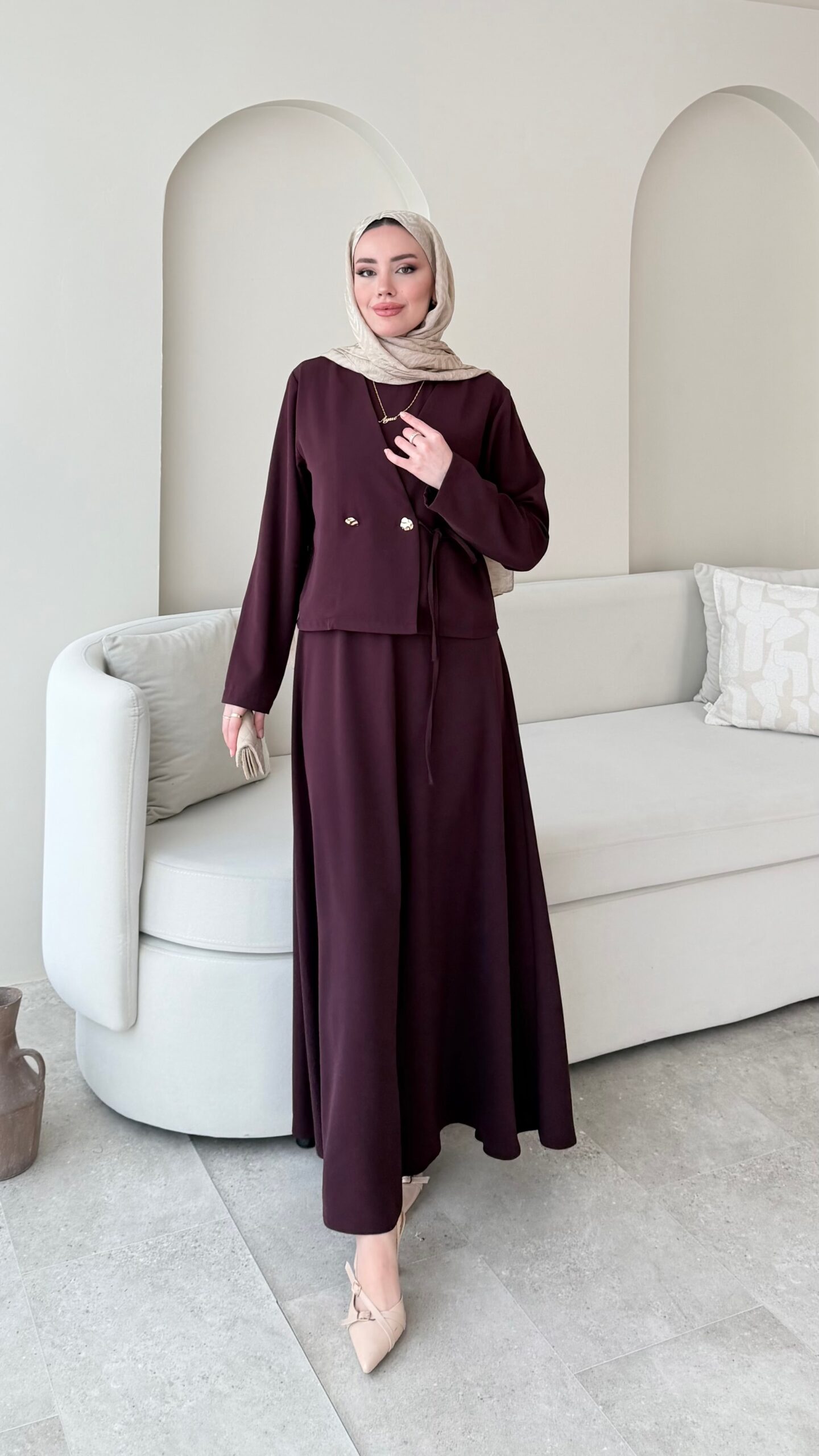 image_1950-2802.jpg Desil Ceket Elbise - Mürdüm - Görsel 1