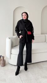 Rosi Kaşe Kaban - Siyah - Görsel 3