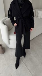 Rosi Kaşe Kaban - Siyah - Görsel 7