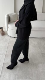 Rosi Kaşe Kaban - Siyah - Görsel 8