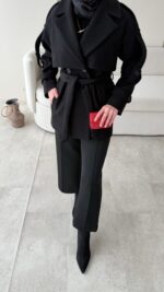 Rosi Kaşe Kaban - Siyah - Görsel 9