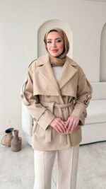 Rosi Kaşe Kaban - Camel - Görsel 4