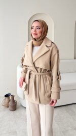 Rosi Kaşe Kaban - Camel - Görsel 5